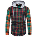 Herren Flanellhemd mit Kapuze und kariertem Design