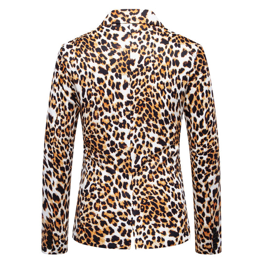 Herren modischer Anzugblazer mit auffälligem Leopardenmuster R&B