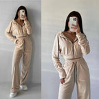 Damen sportliches Samt-Set