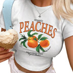 Damen T-Shirt mit frischem Obstmotiv und modernem Schriftzug R&B