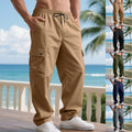 Herren nan weite Cargo-Hose mit elastischem Tunnelzugbund, aufgesetzten Klappentaschen und legerer Passform R&B