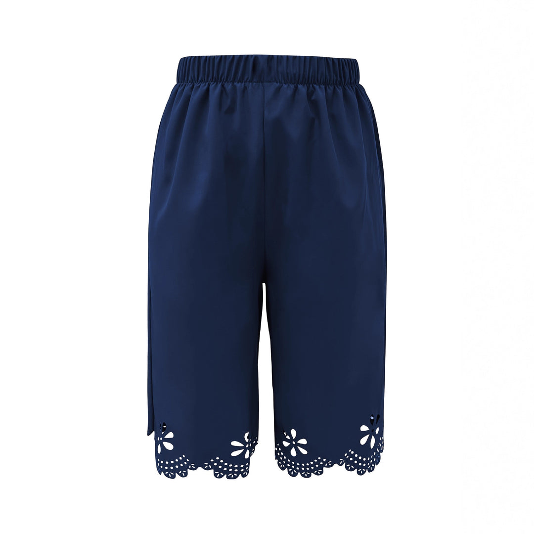 Damen Weite Culotte mit elegantem Lochmuster und elastischem Bund R&B
