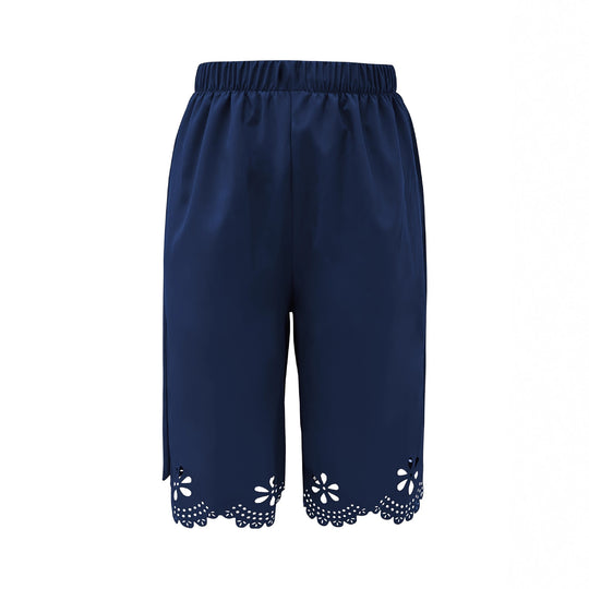 Damen Weite Culotte mit elegantem Lochmuster und elastischem Bund R&B
