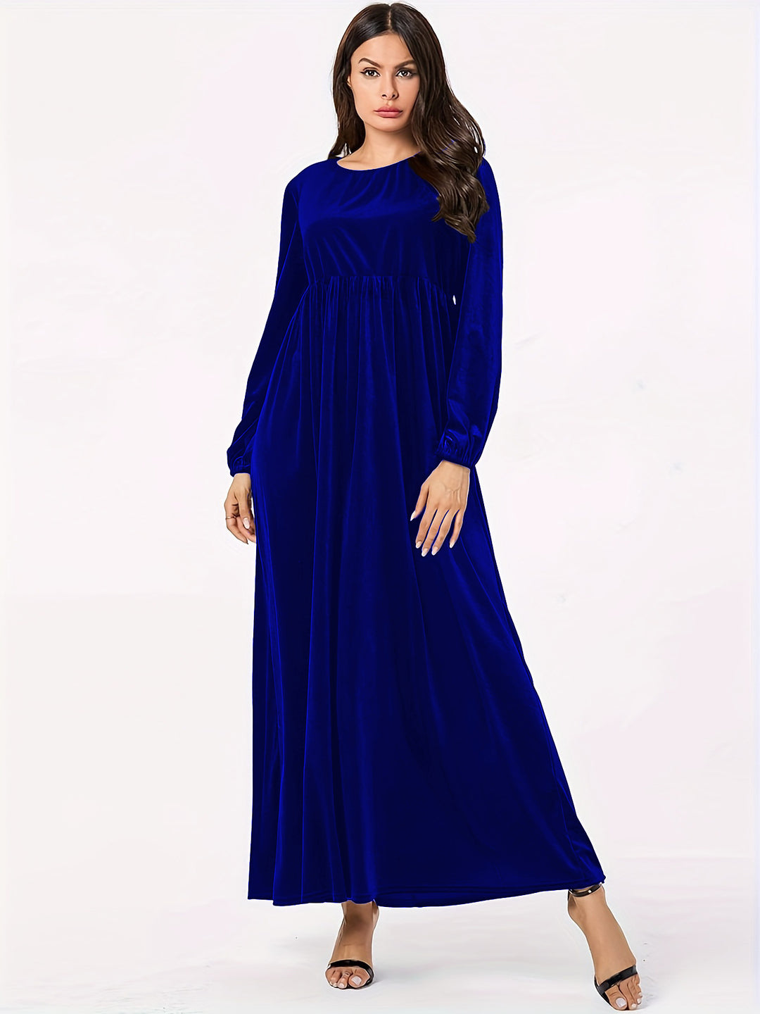Damen Maxikleid aus luxuriösem Samt mit elegantem Faltenwurf R&B