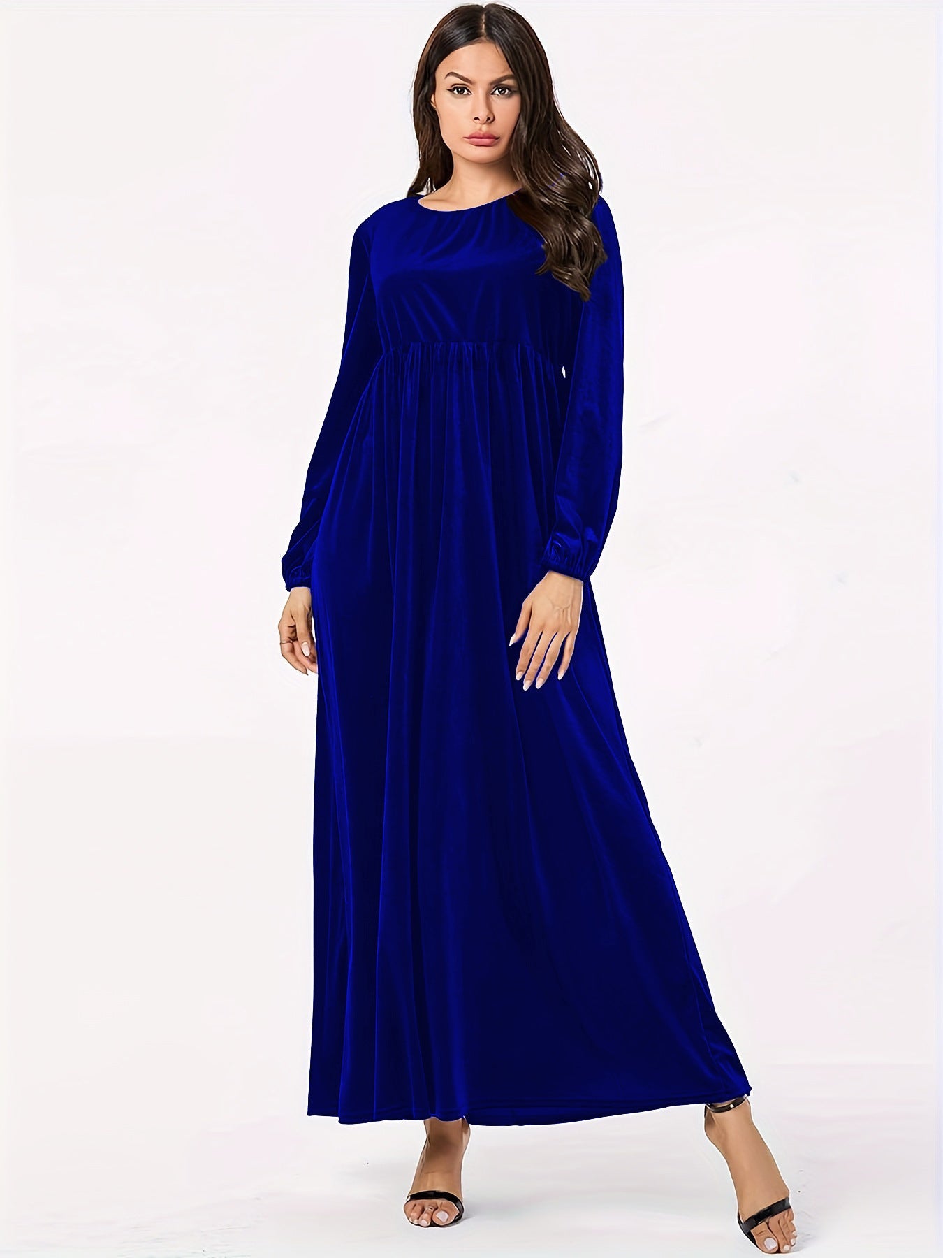 Damen Maxikleid aus luxuriösem Samt mit elegantem Faltenwurf R&B
