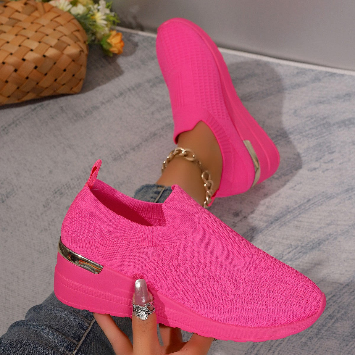 Damen bequeme Sneakers im Leopardenmuster R&B