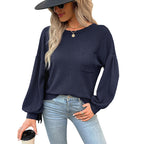 Damen Lässiger Langarmshirt mit strukturiertem Design und dekorativem Taschen R&B