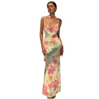 Damen Maxikleid mit raffinierten Spaghettiträgern und floralem Design R&B