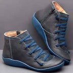 Damen Sneaker-Boots aus geschmeidigem Leder mit innovativem Schnür- und Reißverschlussdesign R&B