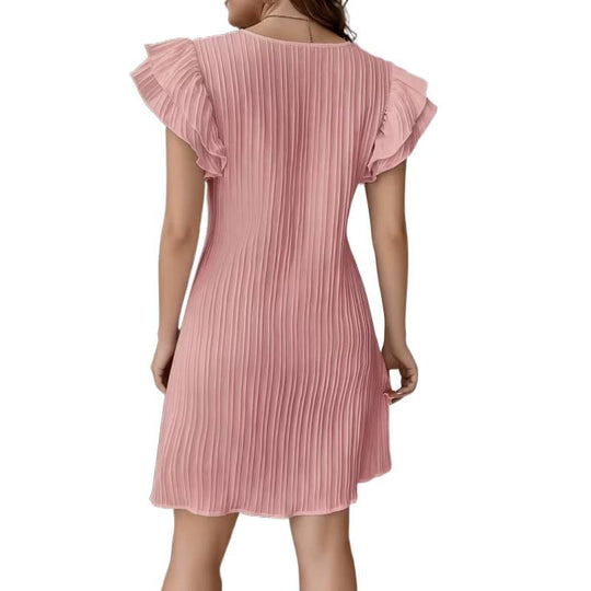 Damen Plissiertes Kurzkleid mit Rüschendetails R&B