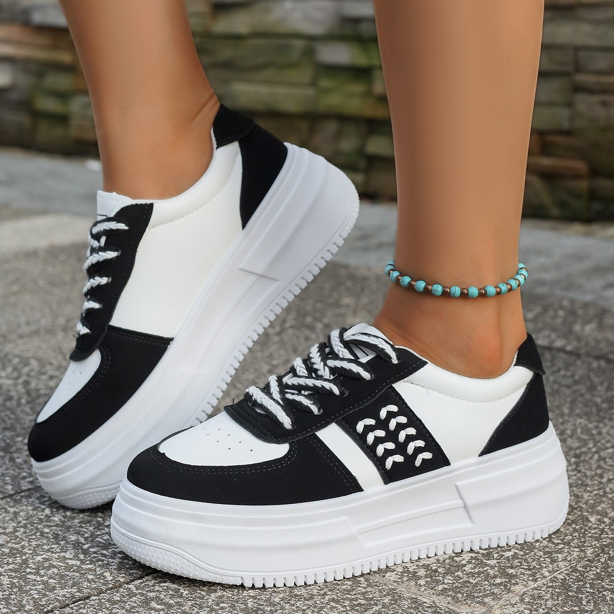Damen Plattform-Sneaker mit atmungsaktivem Obermaterial und rutschfester Sohle R&B
