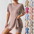 Damen Lässiges T-Shirt und Shorts Set mit lässigem Schnitt R&B