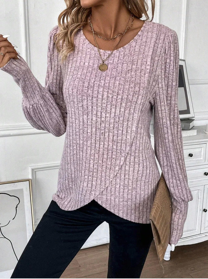 Damen Strickpullover mit raffiniertem Wickeldesign R&B