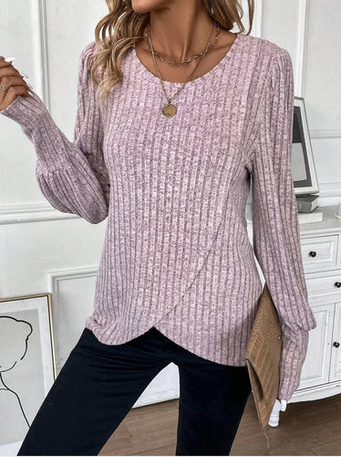 Damen Strickpullover mit raffiniertem Wickeldesign R&B