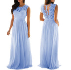 Damen Maxikleid mit elegantem Spitzenoberteil und tiefem Rücken R&B