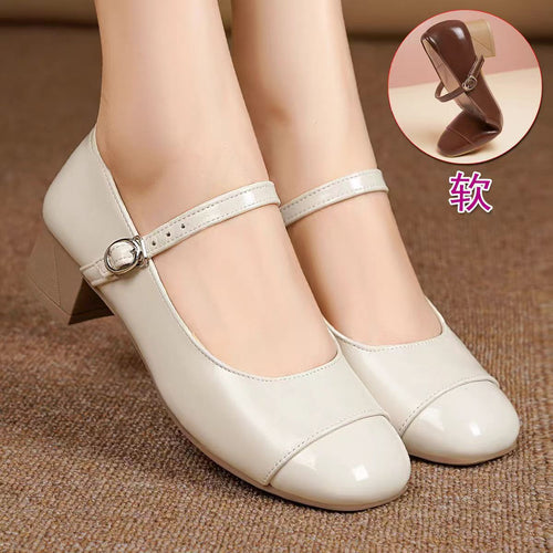 Damen Mary Jane Ballerinas mit verstellbarem Riemen und komfortablem Blockabsatz R&B