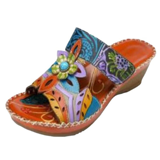 Damen komfortable Riemensandalen mit floralem Design und dekorativen Akzenten R&B