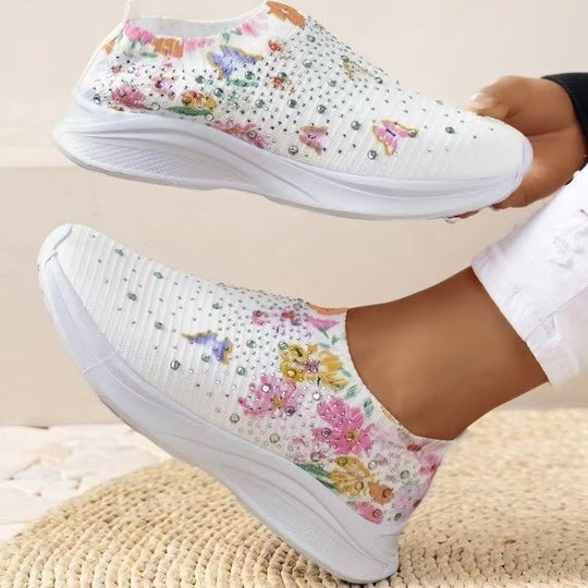 Damen farbenfrohe Design-Sneaker mit elastischem Einschlupf R&B