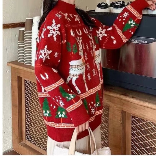 Damen festlicher Winterpullover mit Weihnachtsmotiven R&B