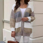 Damen modische Strickjacke mit einzigartigem Muster und lässigem Schnitt R&B
