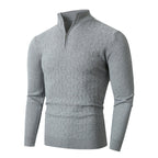 Herren Strickpullover mit modernem Zopfmuster und Halbreißverschluss R&B