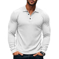 Herren nan athletisches Langarm-Poloshirt schmal geschnitten aus elastischem Rippstrick R&B