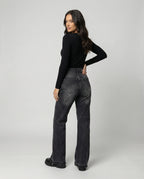 Micro-Flare Jeans mit Metall-Reißverschluss Grau