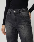Micro-Flare Jeans mit Metall-Reißverschluss Grau