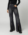 Micro-Flare Jeans mit Metall-Reißverschluss Grau