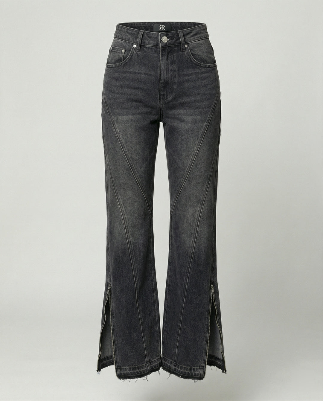 Micro-Flare Jeans mit Metall-Reißverschluss Grau