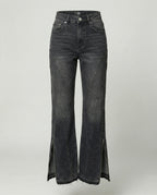 Micro-Flare Jeans mit Metall-Reißverschluss Grau