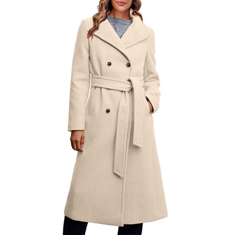 Damen Eleganter doppelreiher Mantel mit Gürteldetail R&B