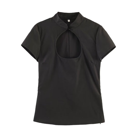 Damen Bluse mit innovativem Ausschnitt und elegantem Kragen R&B