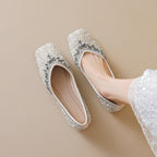 Damen Ballerinas mit funkelnder Strass- und Perlenverzierung