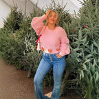 Damen Grob gestrickter Pullover mit Herzverzierungen und lockerem Schnitt R&B