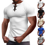 Herren nan Kurzarmshirt mit Schnürkragen, Metallösen und feinem Strukturjersey R&B