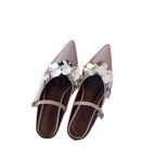 Damen Slingback-Pumps mit floralem Strassbesatz und elegantem Design