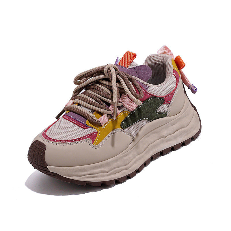 Damen Sportliche Chunky Sneakers mit elastischem Schnürsystem und farbenfrohen Akzenten R&B