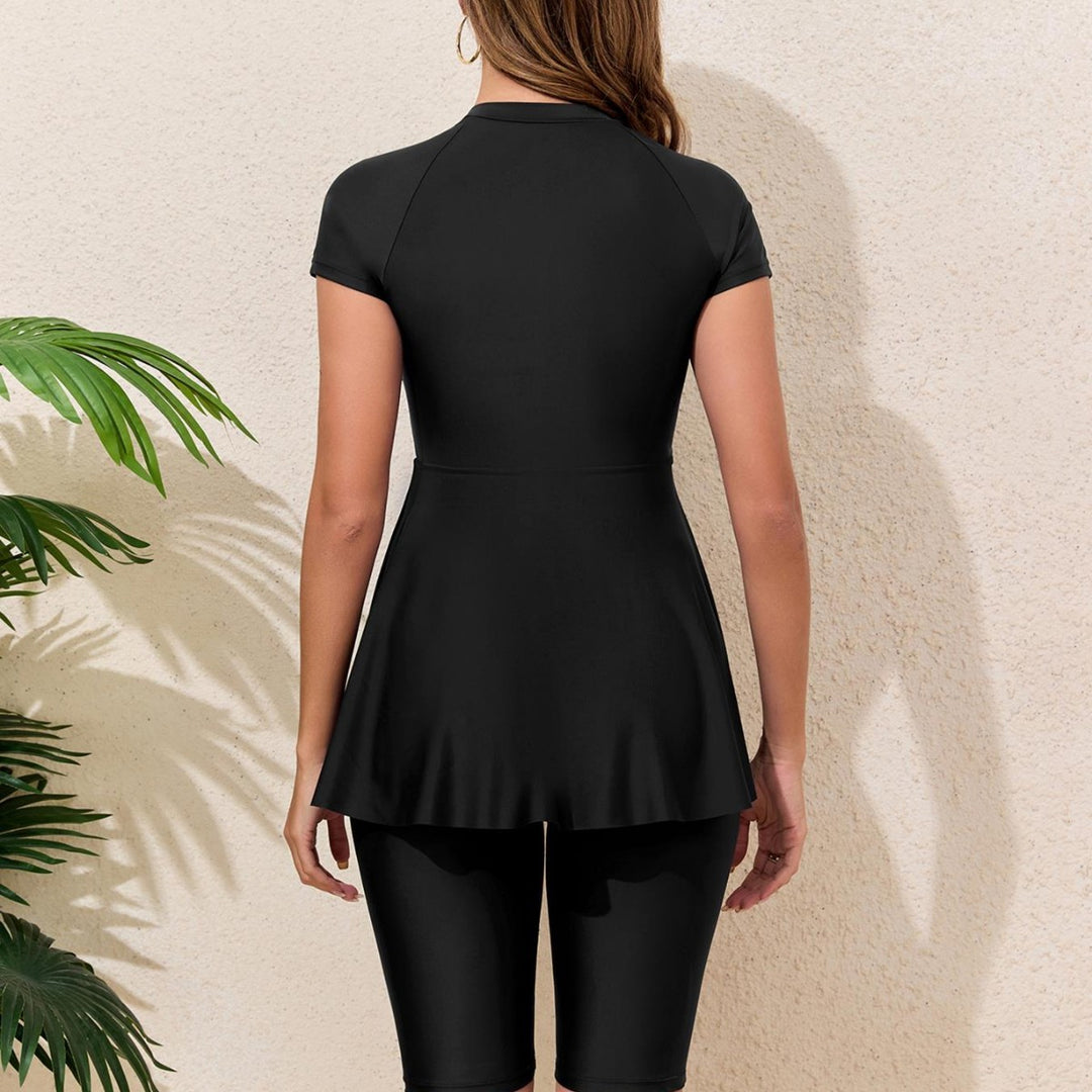 Damen Schwimmkleid mit Reißverschluss und passenden Shorts R&B