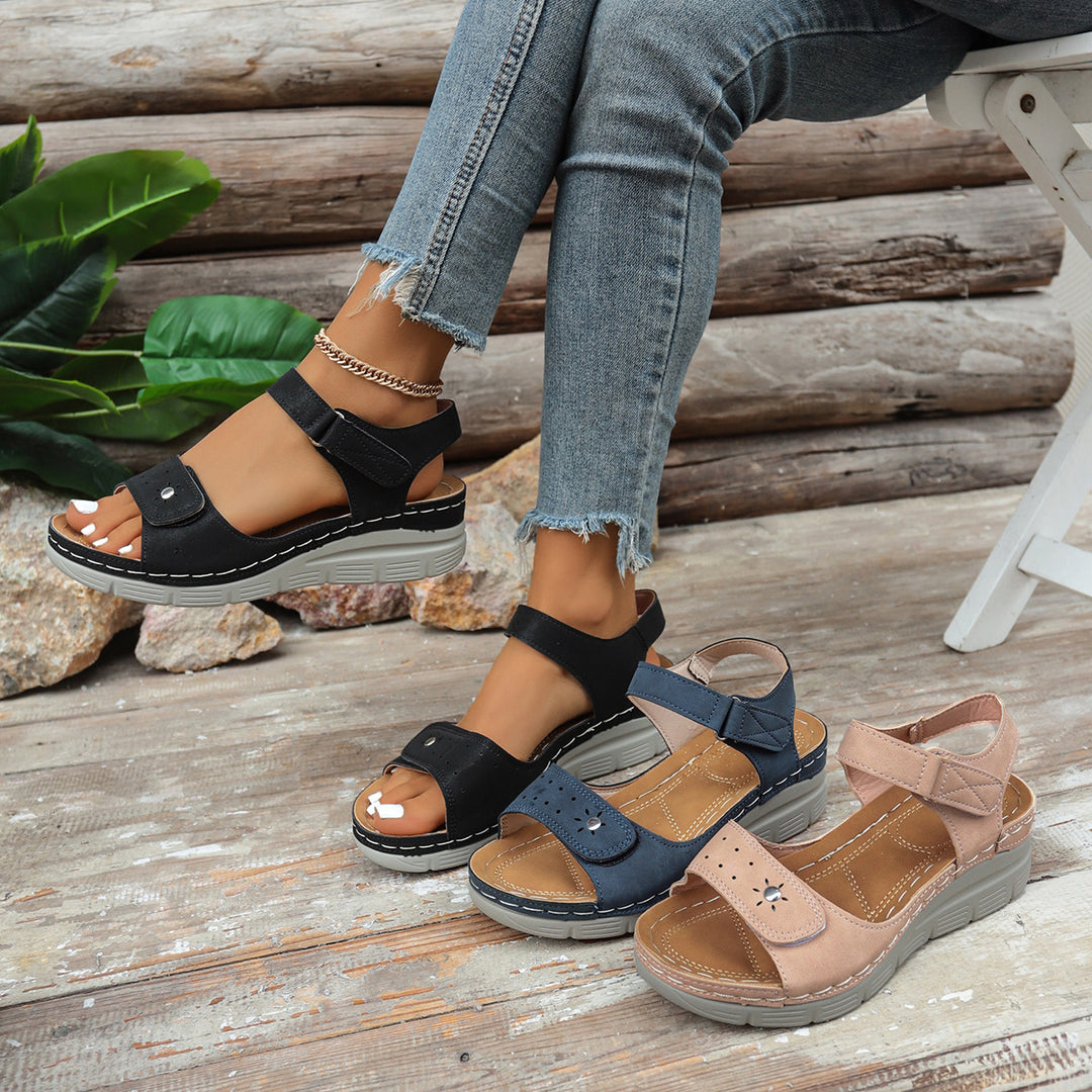 Damen Komfort-Sandalen mit verstellbarem Klettverschluss und rutschfester Sohle R&B