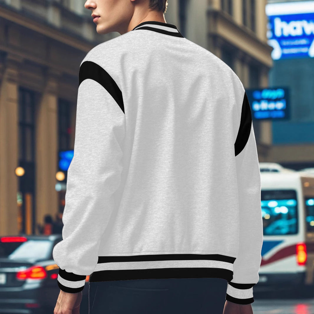 Herren Sportliche Collegejacke mit kontrastrierenden Ärmeln und Knopfdetails R&B