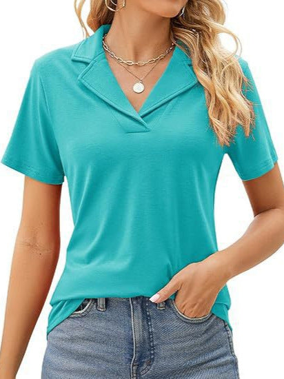 Damen Poloshirt mit kurzem Arm und modernem Kragen R&B