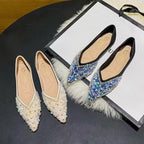 Damen funkelnde Ballerinas mit leuchtenden Strass-Applikationen und elegantem Schuhdesign R&B