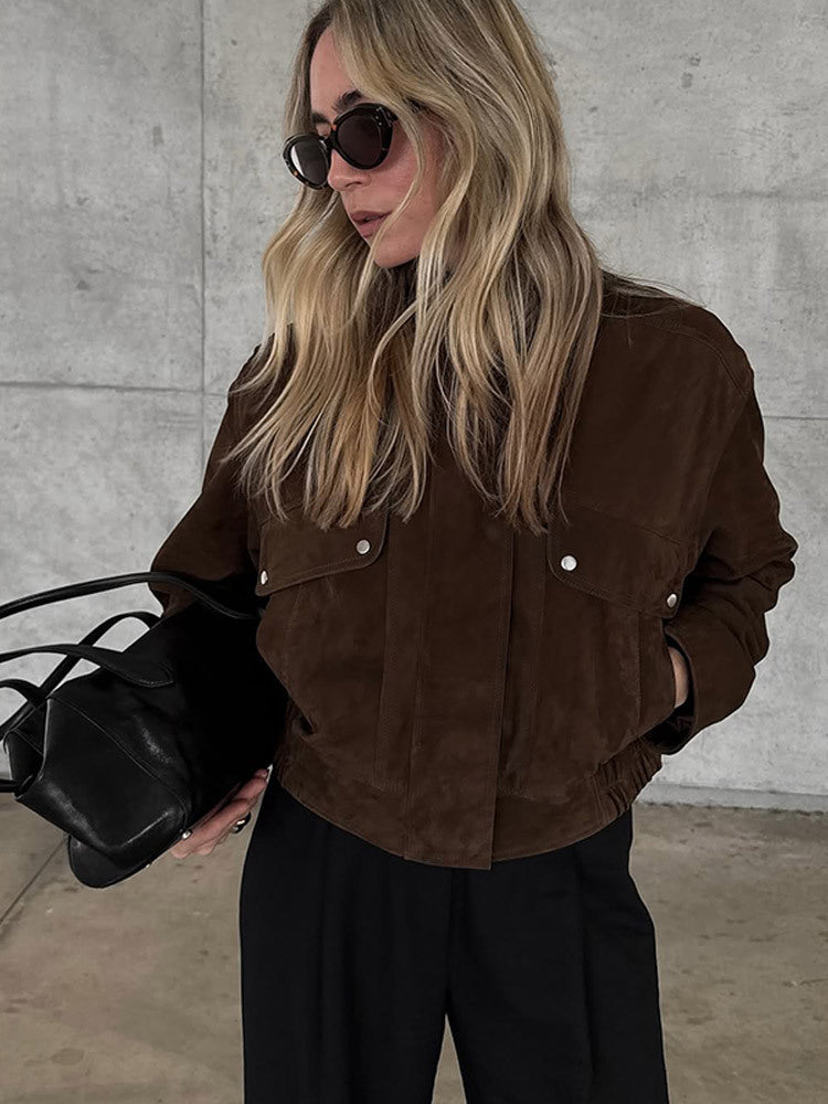 Damen Kunstlederjacke mit strukturiertem Schnitt und praktischen Taschen R&B