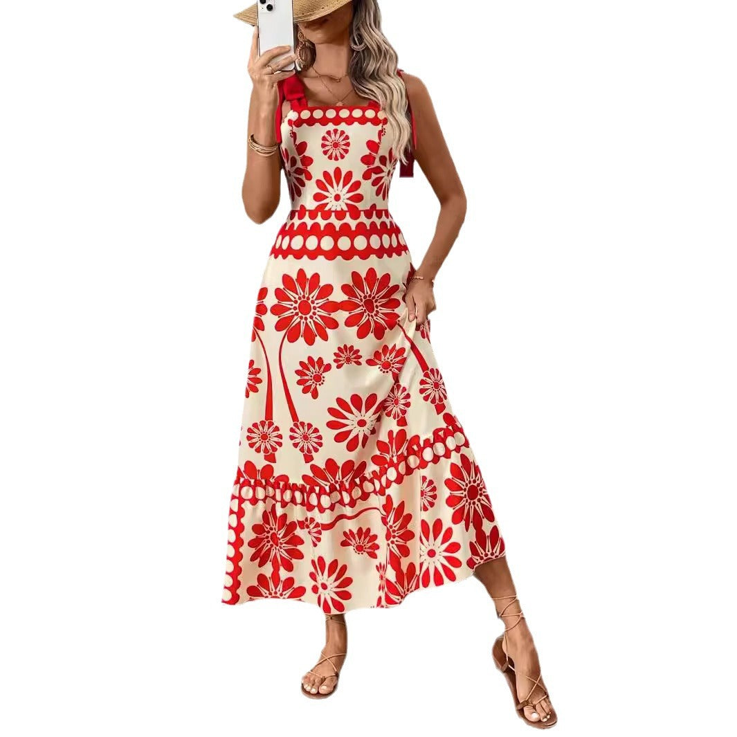 Damen Elegantes Maxikleid mit Blumenmuster und charmanten Trägern R&B