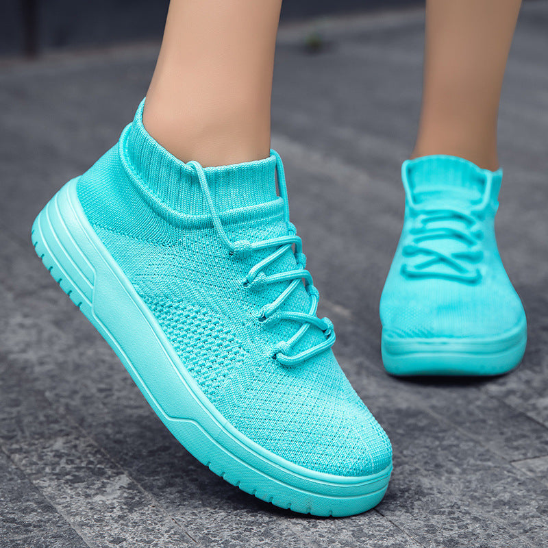 Damen Hohe Sneaker aus atmungsaktivem Strickmaterial