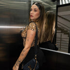 Damen Kurzes Oberteil mit kreativem Animal-Print und edlen Spitzenakzenten R&B