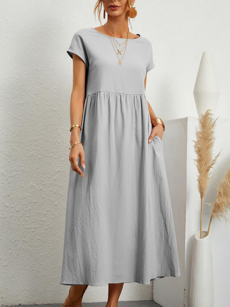 Damen Midikleid mit Lässigem Schnitt und Seitlichen Taschen R&B