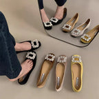 Damen raffinierte Ballerinas mit funkelndem Schmuckdetail und flexiblem Fußbett R&B
