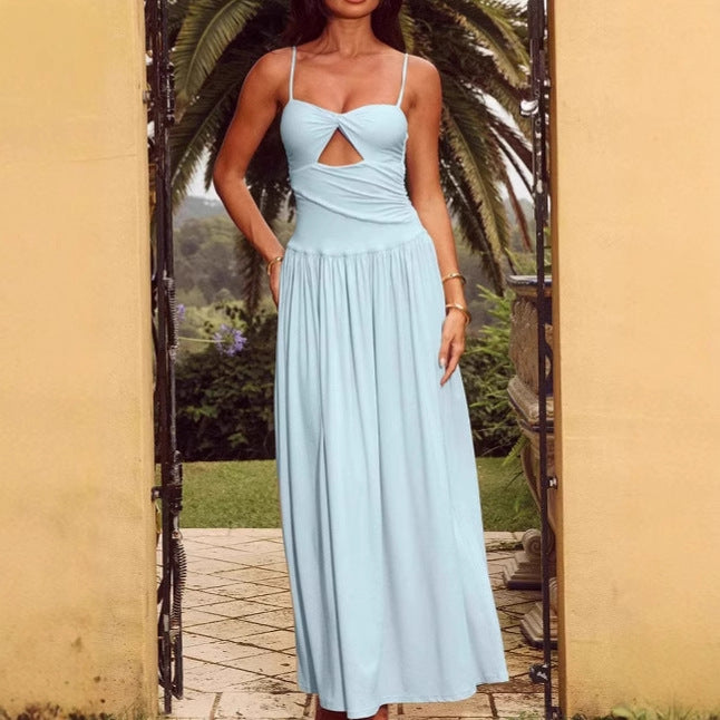 Damen Maxikleid mit tiefem V-Ausschnitt und raffiniertem Cut-Out R&B